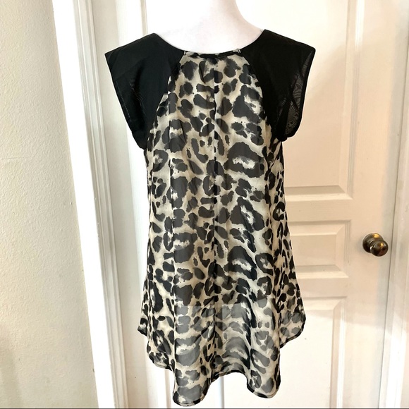 3/$20 Charlotte Russe cheetah print sheer blouse - Picture 3 of 6